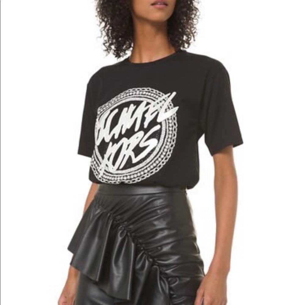Michael Kors Glitter Logo Graphic Tee